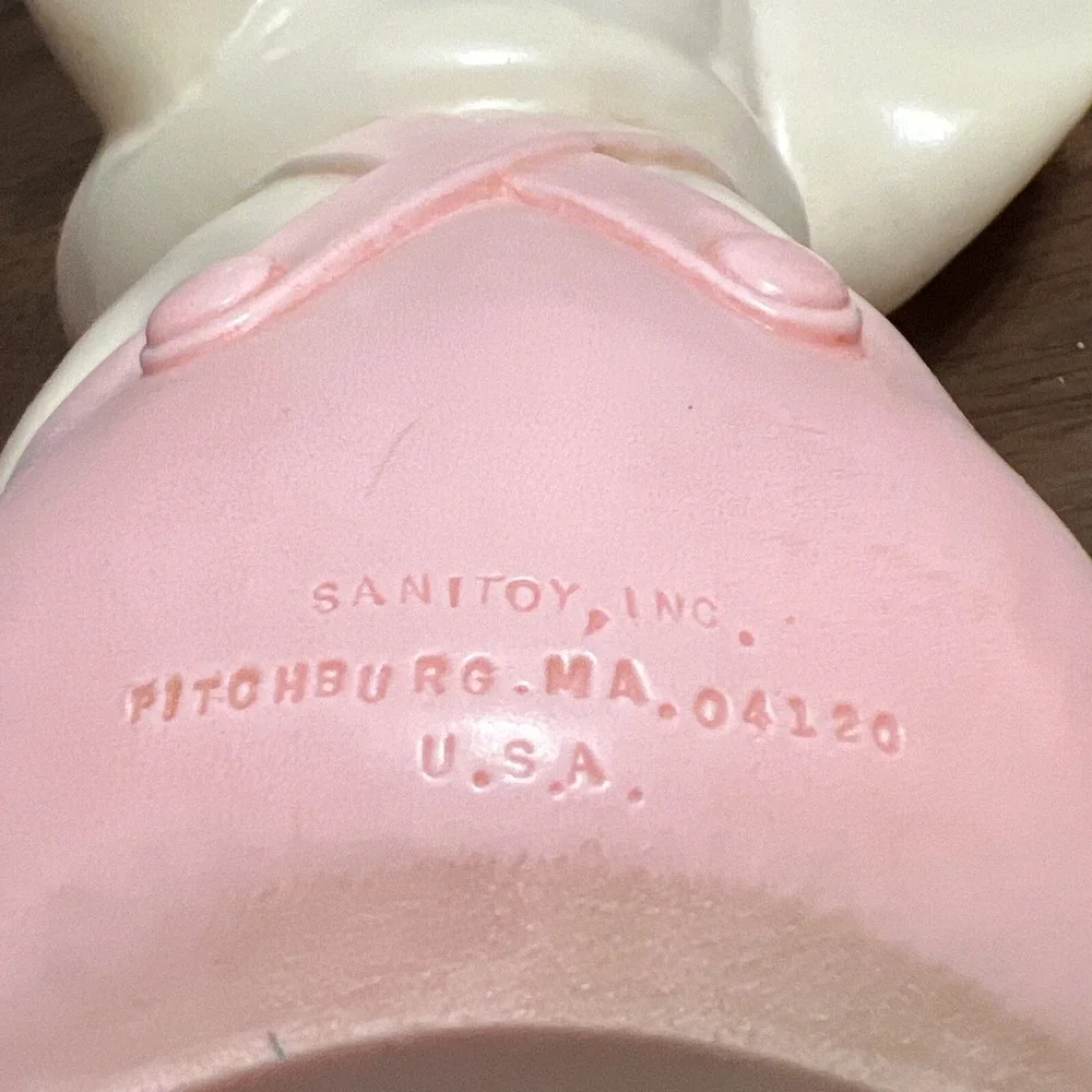 Vintage Retro Sanitoy 70's Pink White Elephant Squeaker Toy Nursery Squeaks‎